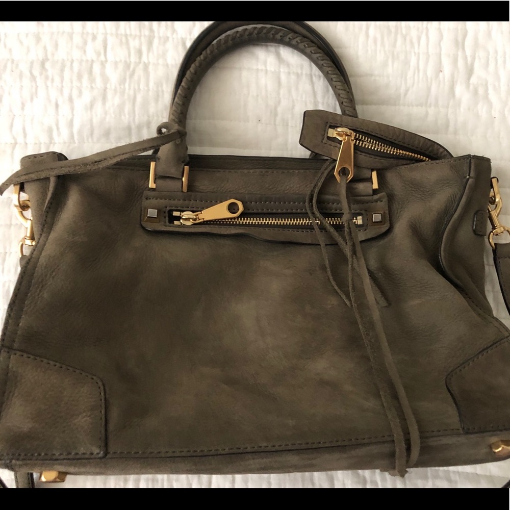 Rebecca Minkoff green suede crossbody